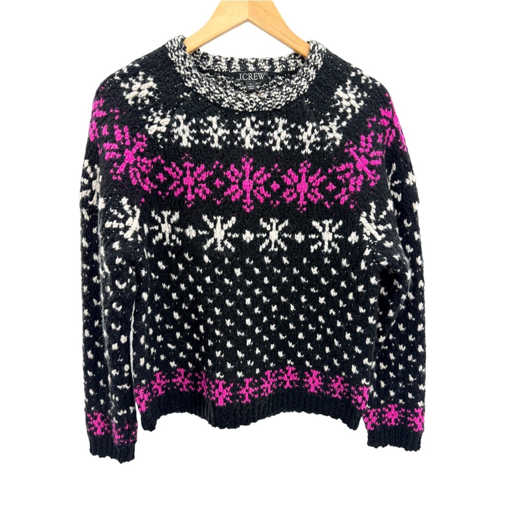 J Crew Jacquard Snowflake Wool Alpaca Blend Knit Sweater S Ski Cozy Cabin Core